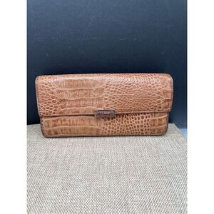 Furla Italian Leather Women’s Wallet Tan Croc Clutch Style
